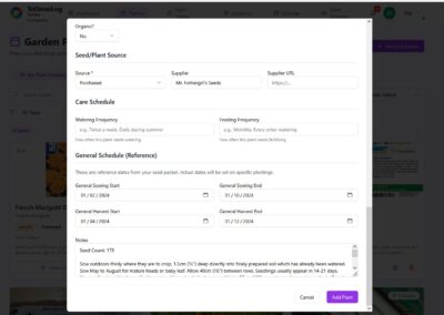 Auto fill sowing dates